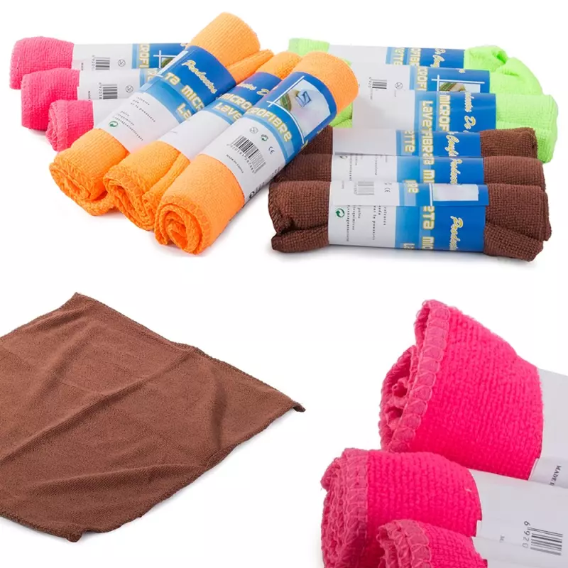 Market - Curatenie si intretinere casa - Produse bucatarie - Lavete si bureti - Set 12 lavete din microfibre pentru curatat, Gonga® Multicolor - Infinity.ro