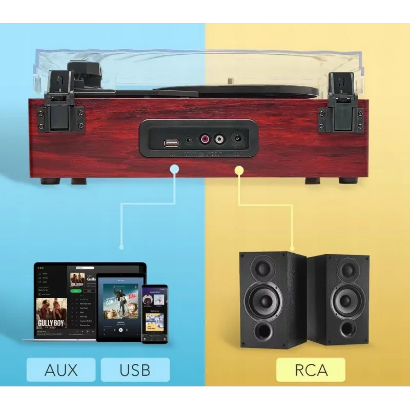 TV, Audio-Video si Foto - Audio Hi-Fi - Pick-Up - Pick-Up , gramofon cu 3 viteze, boxe integrate Bluetooth, Gonga® Visiniu - Infinity.ro