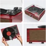 TV, Audio-Video si Foto - Audio Hi-Fi - Pick-Up - Pick-Up , gramofon cu 3 viteze, boxe integrate Bluetooth, Gonga® Visiniu - Infinity.ro