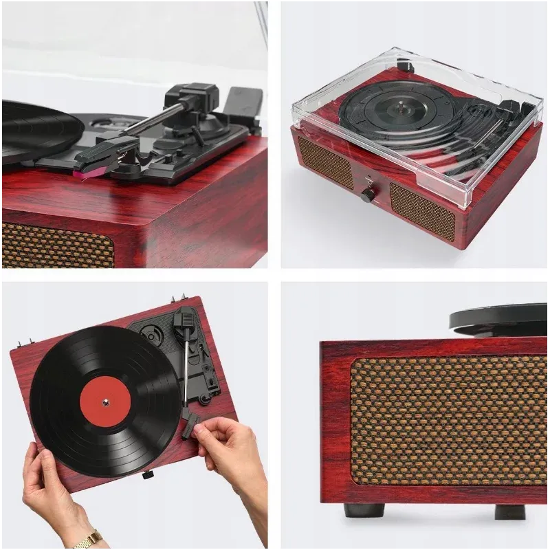 TV, Audio-Video si Foto - Audio Hi-Fi - Pick-Up - Pick-Up , gramofon cu 3 viteze, boxe integrate Bluetooth, Gonga® Visiniu - Infinity.ro