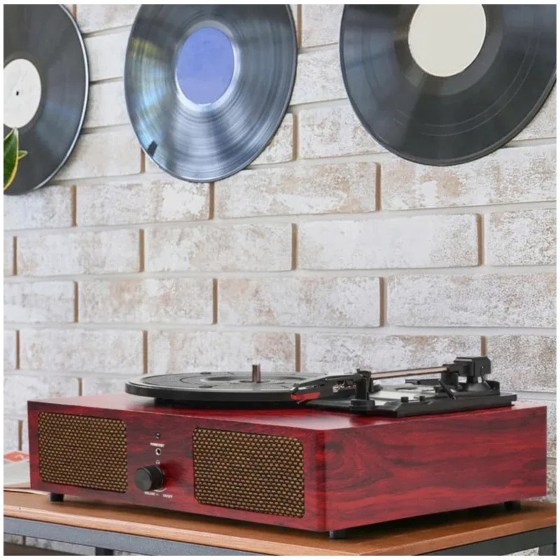 TV, Audio-Video si Foto - Audio Hi-Fi - Pick-Up - Pick-Up , gramofon cu 3 viteze, boxe integrate Bluetooth, Gonga® Visiniu - Infinity.ro