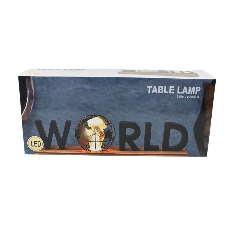 Casa si Gradina - Corpuri si surse de iluminat - Veioze si lampi - Veioze - Lampa Decorativa de Masa „WORLD”, 38x8x15 cm, cu LED, pe Baterii - Infinity.ro