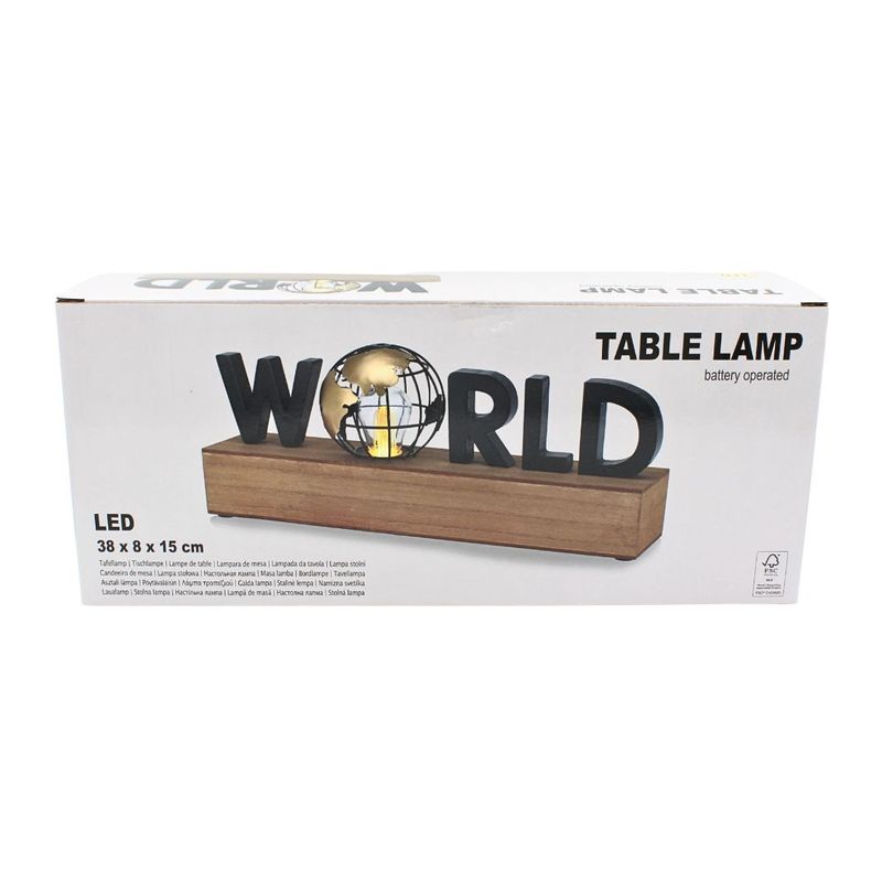 Casa si Gradina - Corpuri si surse de iluminat - Veioze si lampi - Veioze - Lampa Decorativa de Masa „WORLD”, 38x8x15 cm, cu LED, pe Baterii - Infinity.ro