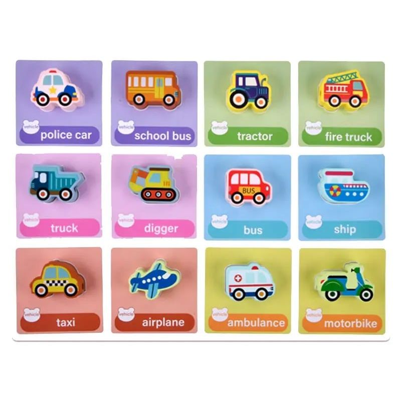 Jucarii, Copii si Bebe - Jucarii si jocuri - Jucarii & jocuri educative - Jucarii interactive - Joc Montessori de echilibru si insiruire, 12 piese lemn, Balanced Stacking Beading, Vehicule, 3 ani, EduJucarii - Infinity.ro