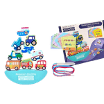 Jucarii, Copii si Bebe - Jucarii si jocuri - Jucarii & jocuri educative - Jucarii interactive - Joc Montessori de echilibru si insiruire, 12 piese lemn, Balanced Stacking Beading, Vehicule, 3 ani, EduJucarii - Infinity.ro