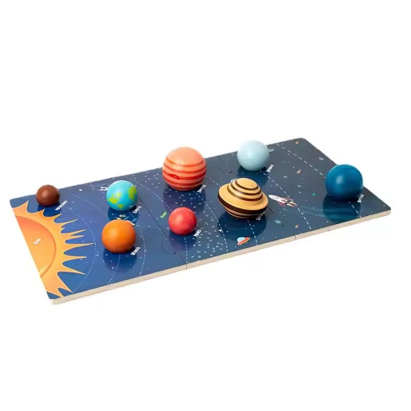 Jucarii, Copii si Bebe - Jucarii si jocuri - Jucarii & jocuri educative - Jucarii interactive - Puzzle 3D Sistemul Solar, Jucarie Educationala, Lemn, Montessori, 3 ani+, EduJucarii - Infinity.ro