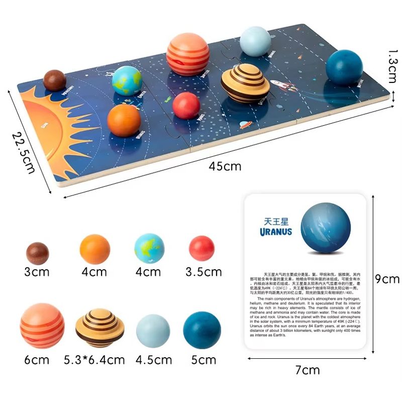 Jucarii, Copii si Bebe - Jucarii si jocuri - Jucarii & jocuri educative - Jucarii interactive - Puzzle 3D Sistemul Solar, Jucarie Educationala, Lemn, Montessori, 3 ani+, EduJucarii - Infinity.ro