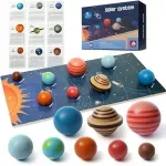 Jucarii, Copii si Bebe - Jucarii si jocuri - Jucarii & jocuri educative - Jucarii interactive - Puzzle 3D Sistemul Solar, Jucarie Educationala, Lemn, Montessori, 3 ani+, EduJucarii - Infinity.ro