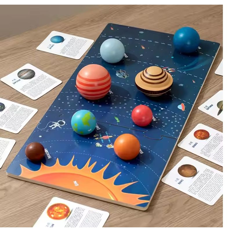 Jucarii, Copii si Bebe - Jucarii si jocuri - Jucarii & jocuri educative - Jucarii interactive - Puzzle 3D Sistemul Solar, Jucarie Educationala, Lemn, Montessori, 3 ani+, EduJucarii - Infinity.ro