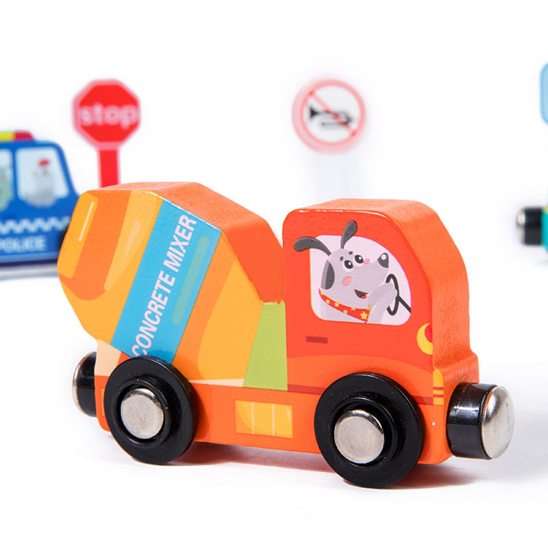 Jucarii, Copii si Bebe - Jucarii si jocuri - Jucarii & jocuri educative - Jucarii interactive - Set interactiv vehicule magnetice si semne rutiere, Traffic Magnetic Teaching Vehicle, 15 piese, 3 ani+, EduJucarii - Infinity.ro