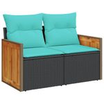 Casa si Gradina - Gradina si terasa - Mobilier exterior - Canapele si fotolii gradina - Canapea de gradina cu perne, 2 locuri, negru, poliratan - Infinity.ro