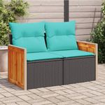 Casa si Gradina - Gradina si terasa - Mobilier exterior - Canapele si fotolii gradina - Canapea de gradina cu perne, 2 locuri, negru, poliratan - Infinity.ro