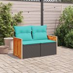 Casa si Gradina - Gradina si terasa - Mobilier exterior - Canapele si fotolii gradina - Canapea de gradina cu perne, 2 locuri, negru, poliratan - Infinity.ro
