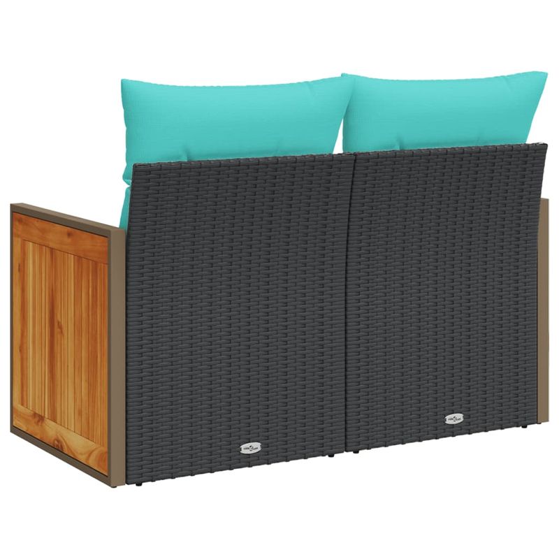 Casa si Gradina - Gradina si terasa - Mobilier exterior - Canapele si fotolii gradina - Canapea de gradina cu perne, 2 locuri, negru, poliratan - Infinity.ro