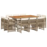 Casa si Gradina - Gradina si terasa - Mobilier exterior - Seturi mobila gradina - Set mobilier de gradina cu perne, 11 piese, bej, poliratan - Infinity.ro