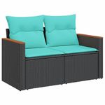 Casa si Gradina - Gradina si terasa - Mobilier exterior - Canapele si fotolii gradina - Canapea de gradina cu perne, 2 locuri, negru, poliratan - Infinity.ro