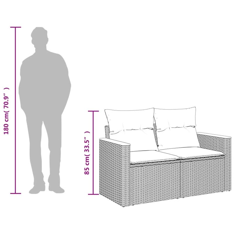 Casa si Gradina - Gradina si terasa - Mobilier exterior - Canapele si fotolii gradina - Canapea de gradina cu perne, 2 locuri, negru, poliratan - Infinity.ro
