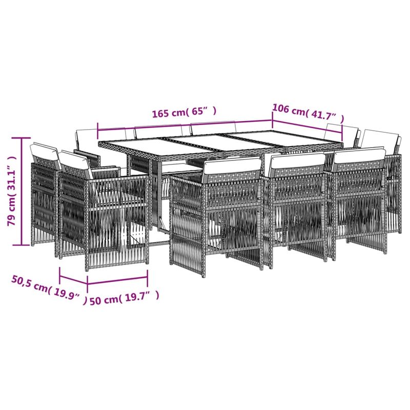 Casa si Gradina - Gradina si terasa - Mobilier exterior - Seturi mobila gradina - Set mobilier de gradina cu perne, 11 piese, maro, poliratan - Infinity.ro