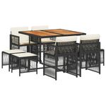 Casa si Gradina - Gradina si terasa - Mobilier exterior - Seturi mobila gradina - Set mobilier de gradina cu perne, 9 piese, negru, poliratan - Infinity.ro