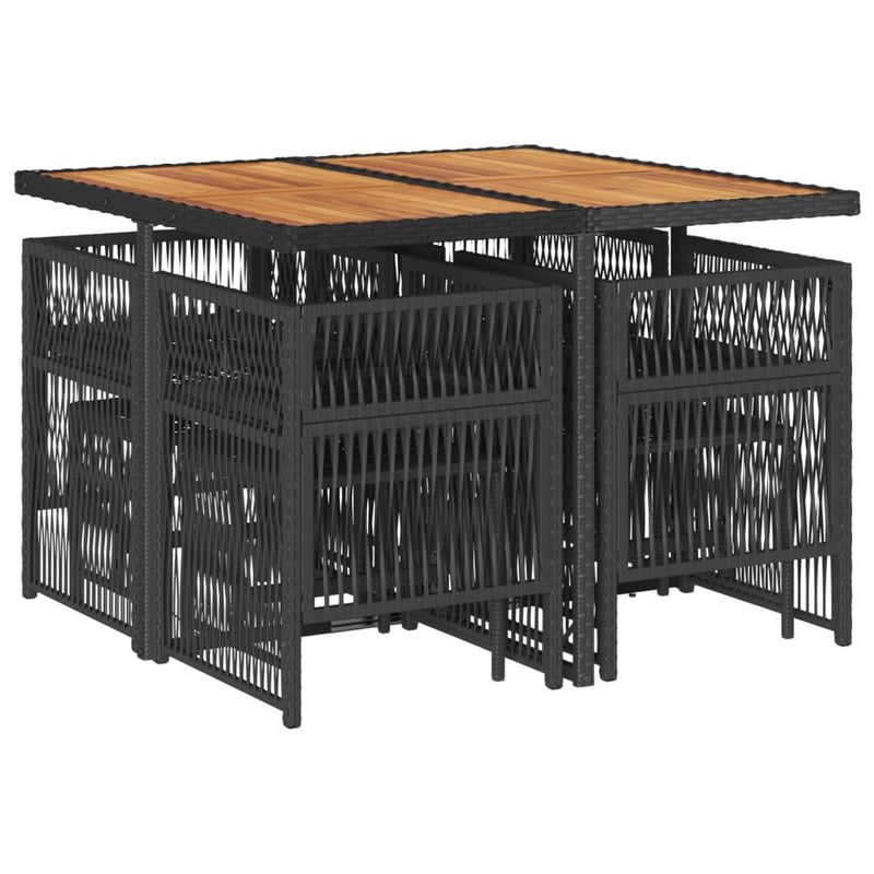 Casa si Gradina - Gradina si terasa - Mobilier exterior - Seturi mobila gradina - Set mobilier de gradina cu perne, 9 piese, negru, poliratan - Infinity.ro