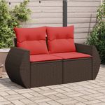 Casa si Gradina - Gradina si terasa - Mobilier exterior - Canapele si fotolii gradina - Canapea de gradina cu perne, 2 locuri, maro, poliratan - Infinity.ro