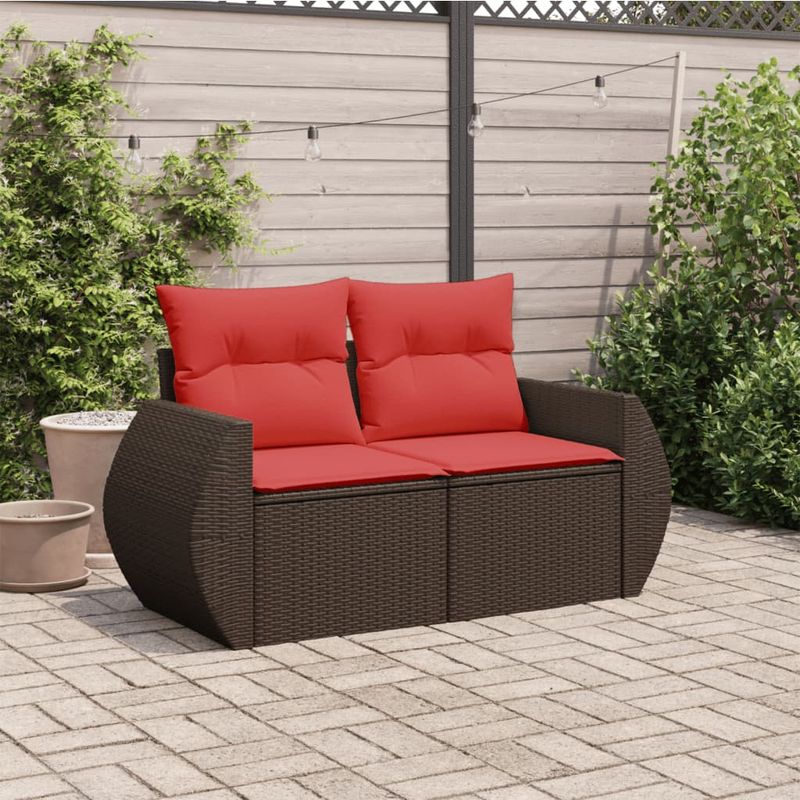 Casa si Gradina - Gradina si terasa - Mobilier exterior - Canapele si fotolii gradina - Canapea de gradina cu perne, 2 locuri, maro, poliratan - Infinity.ro