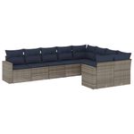 Casa si Gradina - Gradina si terasa - Mobilier exterior - Seturi mobila gradina - Set canapele de gradina, 9 piese, cu perne, gri, poliratan - Infinity.ro