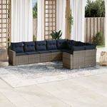 Casa si Gradina - Gradina si terasa - Mobilier exterior - Seturi mobila gradina - Set canapele de gradina, 9 piese, cu perne, gri, poliratan - Infinity.ro