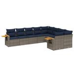 Casa si Gradina - Gradina si terasa - Mobilier exterior - Seturi mobila gradina - Set canapele de gradina, 9 piese, cu perne, gri, poliratan - Infinity.ro