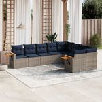 Casa si Gradina - Gradina si terasa - Mobilier exterior - Seturi mobila gradina - Set canapele de gradina, 9 piese, cu perne, gri, poliratan - Infinity.ro