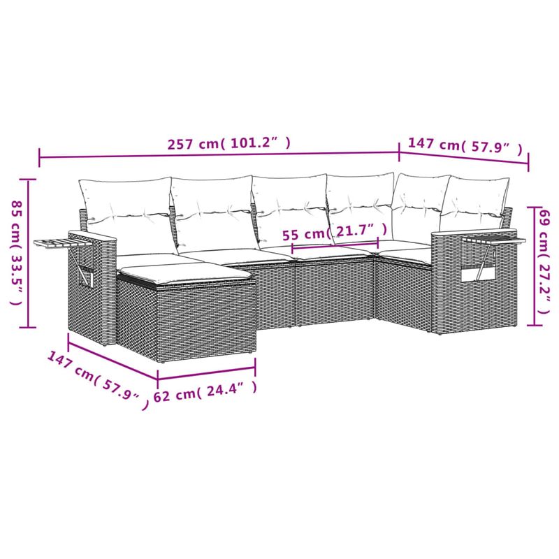 Casa si Gradina - Gradina si terasa - Mobilier exterior - Seturi mobila gradina - Set canapele de gradina cu perne, 6 piese, gri, poliratan - Infinity.ro