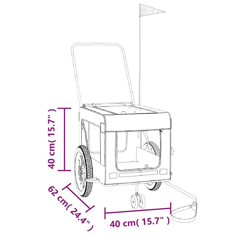 Petshop - Accesorii petshop - Culcusuri si custi - Genti si articole transport - Remorca bicicleta animale companie, negru, textil oxford/fier - Infinity.ro
