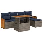 Casa si Gradina - Gradina si terasa - Mobilier exterior - Seturi mobila gradina - Set mobilier gradina cu perne 6 piese gri poliratan/lemn acacia - Infinity.ro