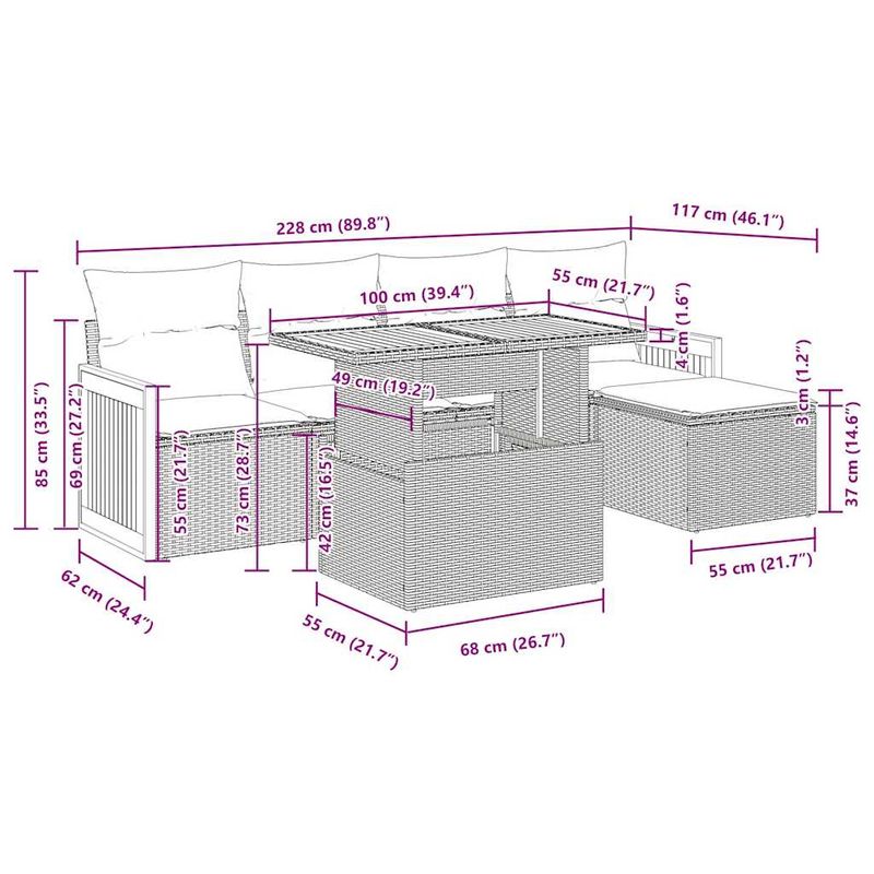 Casa si Gradina - Gradina si terasa - Mobilier exterior - Seturi mobila gradina - Set mobilier gradina cu perne 6 piese gri poliratan/lemn acacia - Infinity.ro
