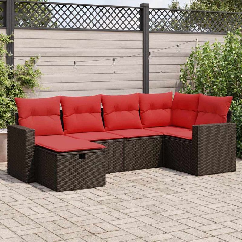 Casa si Gradina - Gradina si terasa - Mobilier exterior - Seturi mobila gradina - Set canapele de gradina cu perne, 6 piese, maro, poliratan - Infinity.ro