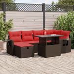 Casa si Gradina - Gradina si terasa - Mobilier exterior - Seturi mobila gradina - Set canapele gradina perne 7 piese negru, poliratan/lemn acacia - Infinity.ro