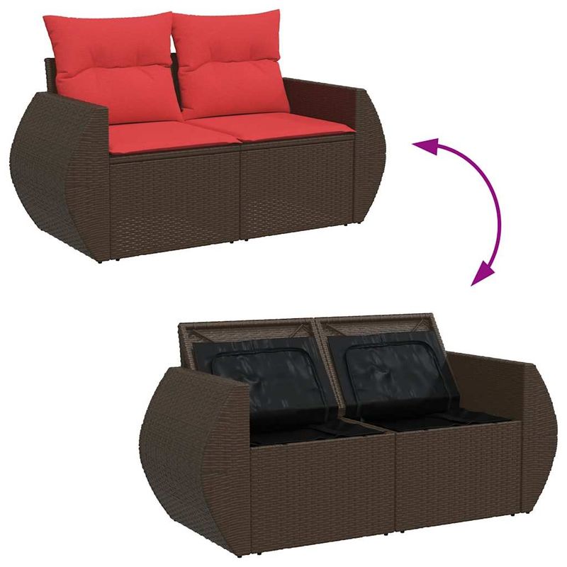 Casa si Gradina - Gradina si terasa - Mobilier exterior - Seturi mobila gradina - Set canapele de gradina cu perne, 5 piese, maro, poliratan - Infinity.ro