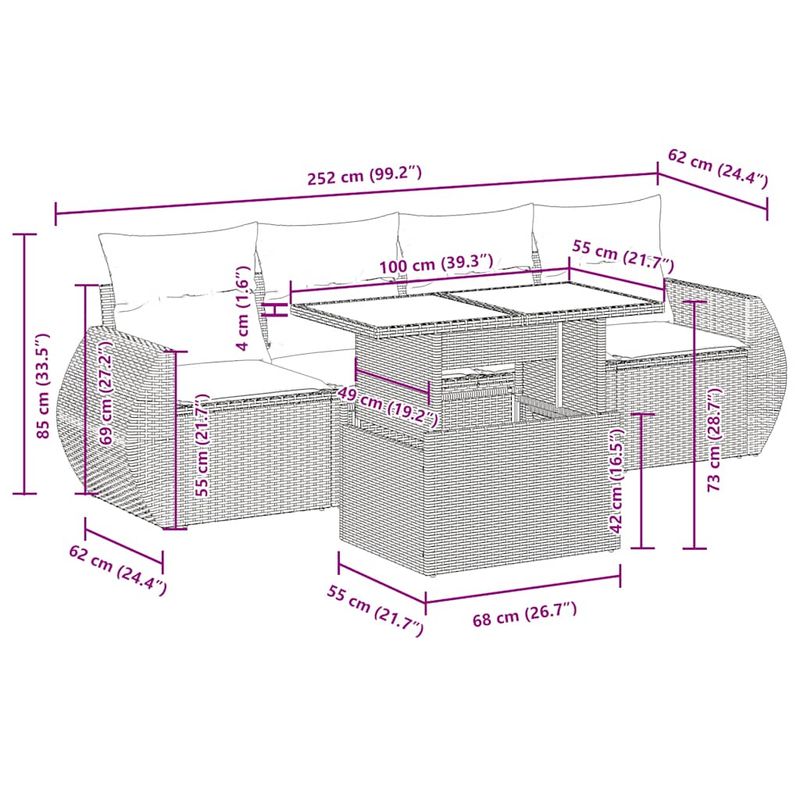 Casa si Gradina - Gradina si terasa - Mobilier exterior - Seturi mobila gradina - Set canapele de gradina cu perne, 5 piese, maro, poliratan - Infinity.ro