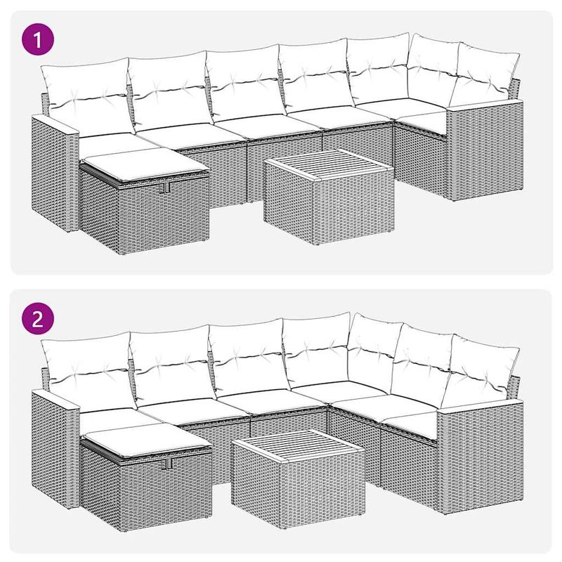 Casa si Gradina - Gradina si terasa - Mobilier exterior - Seturi mobila gradina - Set canapele de gradina cu perne, 8 piese, gri, poliratan - Infinity.ro