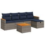 Casa si Gradina - Gradina si terasa - Mobilier exterior - Seturi mobila gradina - Set mobilier gradina cu perne, 6 piese, gri, poliratan - Infinity.ro