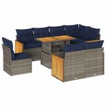 Casa si Gradina - Gradina si terasa - Mobilier exterior - Seturi mobila gradina - Set canapele gradina cu perne 9 piese gri poliratan/lemn acacia - Infinity.ro