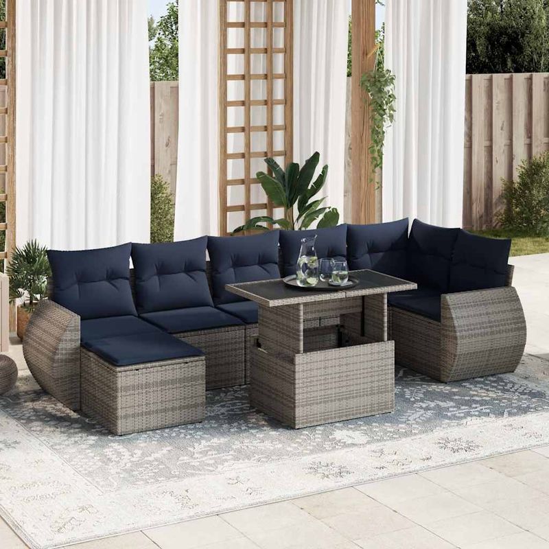 Casa si Gradina - Gradina si terasa - Mobilier exterior - Seturi mobila gradina - Set canapele gradina cu perne 8 piese gri poliratan/lemn acacia - Infinity.ro