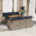 Casa si Gradina - Gradina si terasa - Mobilier exterior - Seturi mobila gradina - Set canapele de gradina, 7 piese, cu perne, gri, poliratan - Infinity.ro