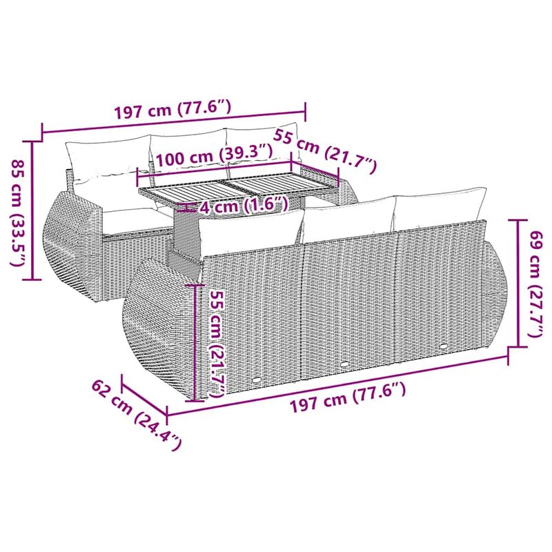 Casa si Gradina - Gradina si terasa - Mobilier exterior - Seturi mobila gradina - Set canapele de gradina, 7 piese, cu perne, gri, poliratan - Infinity.ro