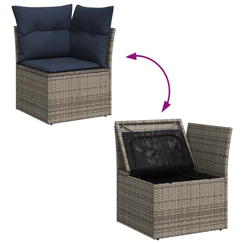 Casa si Gradina - Gradina si terasa - Mobilier exterior - Seturi mobila gradina - Set canapele de gradina, 7 piese, cu perne, gri, poliratan - Infinity.ro