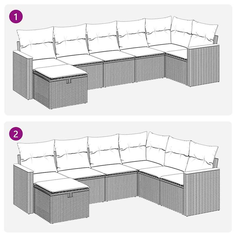 Casa si Gradina - Gradina si terasa - Mobilier exterior - Seturi mobila gradina - Set canapele de gradina, 7 piese, cu perne, gri, poliratan - Infinity.ro