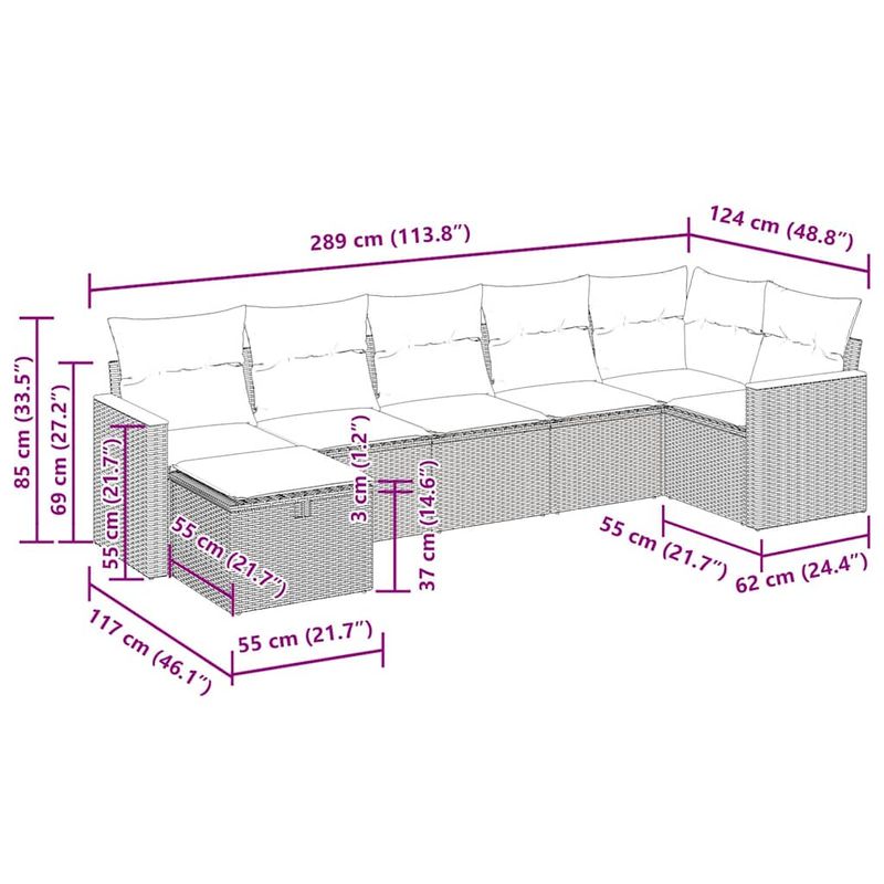 Casa si Gradina - Gradina si terasa - Mobilier exterior - Seturi mobila gradina - Set canapele de gradina, 7 piese, cu perne, gri, poliratan - Infinity.ro