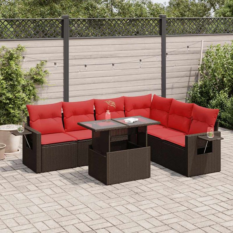 Casa si Gradina - Gradina si terasa - Mobilier exterior - Seturi mobila gradina - Set canapele gradina cu perne 7 piese gri poliratan/lemn acacia - Infinity.ro