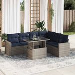 Casa si Gradina - Gradina si terasa - Mobilier exterior - Seturi mobila gradina - Set canapele gradina perne 7 piese negru, poliratan/lemn acacia - Infinity.ro