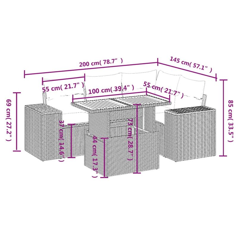 Casa si Gradina - Gradina si terasa - Mobilier exterior - Seturi mobila gradina - Set canapele de gradina cu perne, 5 piese, gri, poliratan - Infinity.ro